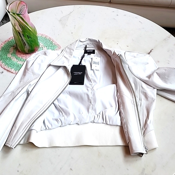 NWT LaMarque luxury white leather jacket size medium - Picture 5 of 17